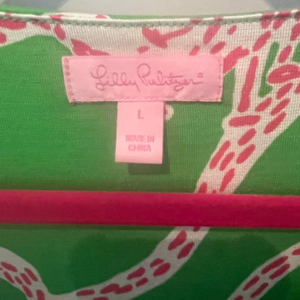 Lilly Pulitzer Green & Pink Floral V‑Neck Midi Dress - Picture 10 of 12